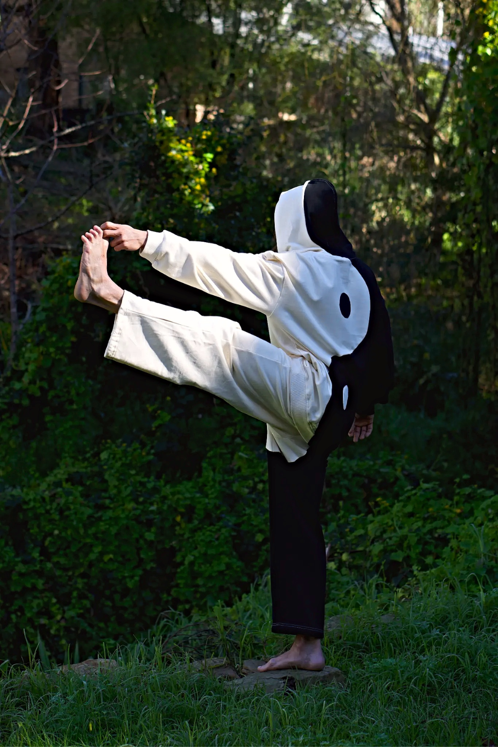 Yin Yang Adults Tracksuit - Black & Beige - Plastic-Free Organic Cotton